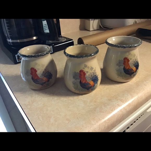 HOME & GARDEN PARTY  pottery containers w/Roosters - Picture 2 of 13